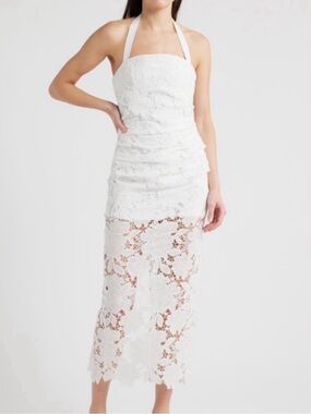 DELFI COLLECTIVE WHITE HALTER LACE DRESS